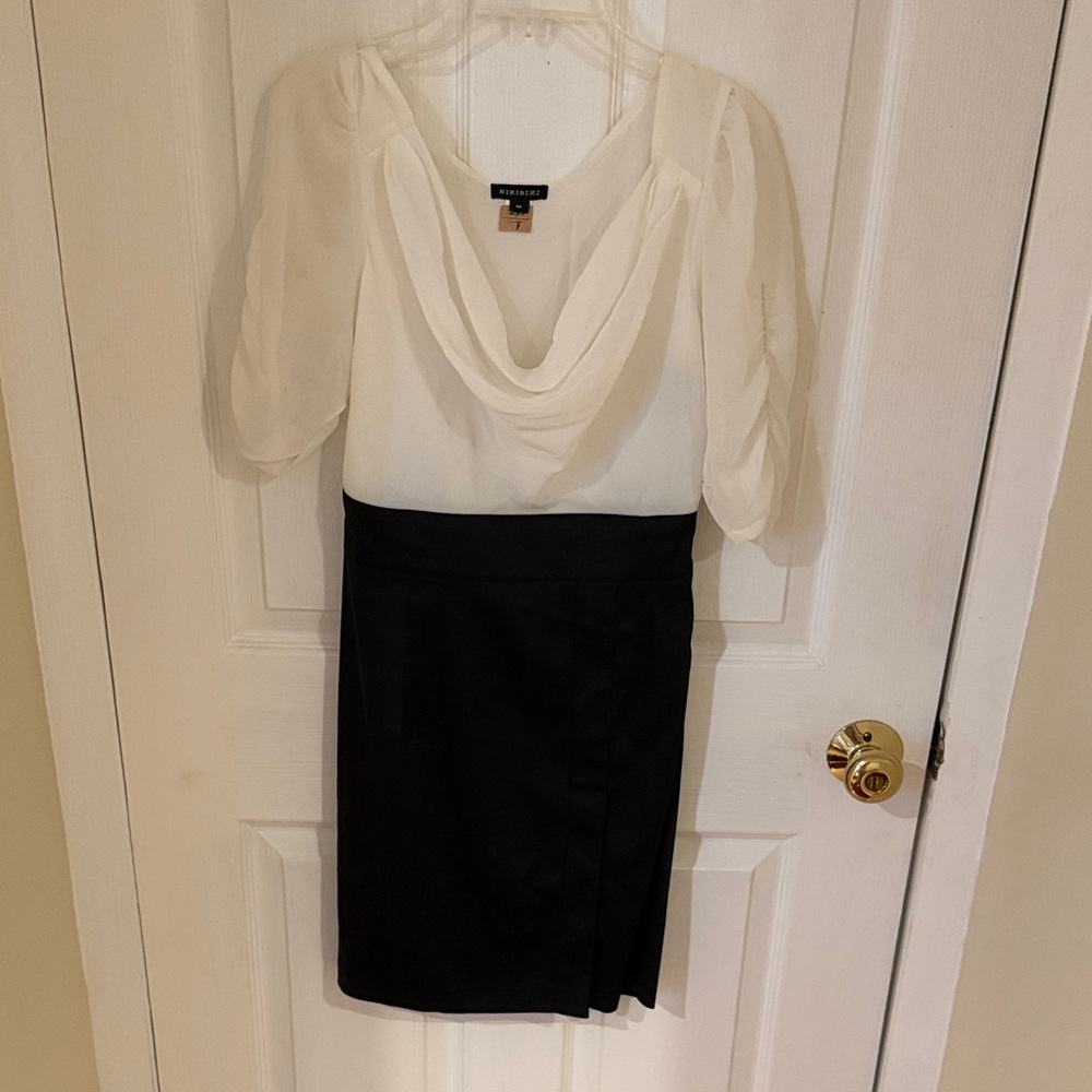 Office Professional Elegant Black and White Dress